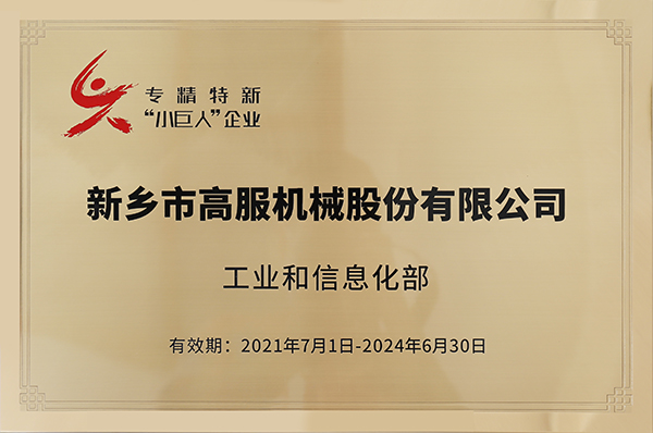 2020年，入选“国家级专精特新小巨人”企业